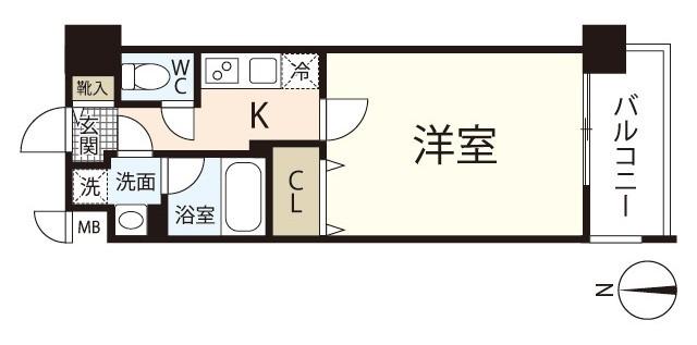 レジデンスカープ南中央町(1K/8階)の間取り写真