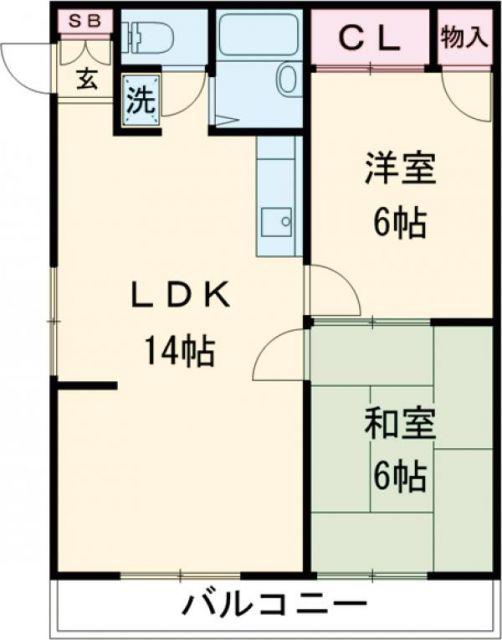 メゾン湊(2LDK/2階)の間取り写真