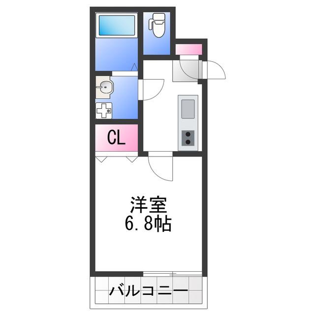 アンレーヴ羽衣(1K/2階)の間取り写真
