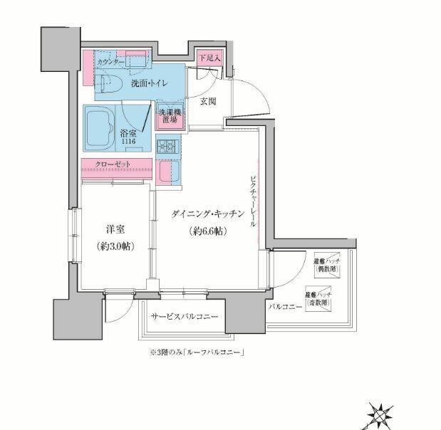 クレヴィアリグゼ雪が谷大塚(1DK/7階)の間取り写真