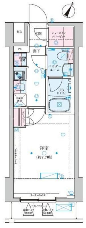 GENOVIA川崎VII(1K/15階)の間取り写真