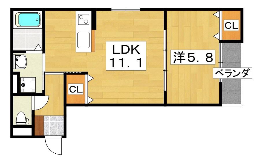 TEKO宮之阪(1LDK/2階)の間取り写真