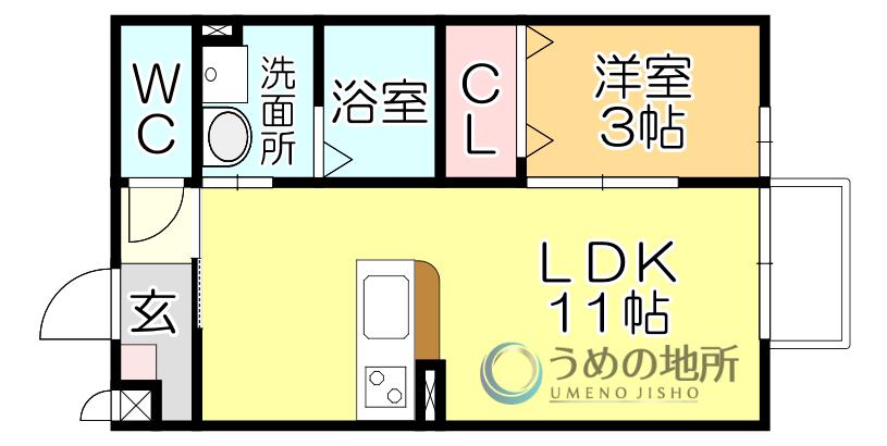 ロイヤルレセンテB(1LDK/2階)の間取り写真