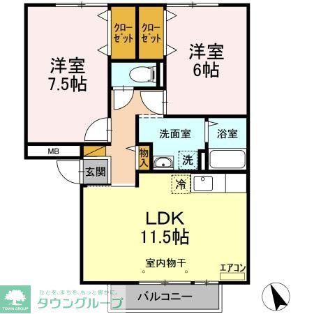 パークサイド西船A・B(2LDK/2階)の間取り写真
