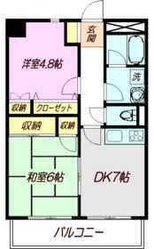 ドエルY(2DK/4階)の間取り写真