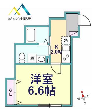 ベイルーム花月総持寺(1K/2階)の間取り写真