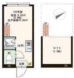 ハーモニーテラス中野II(ワンルーム/1階)の間取り写真