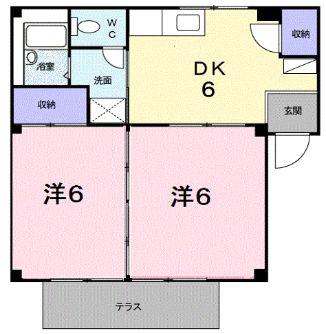 メゾン・アンシャンテ(2DK/1階)の間取り写真