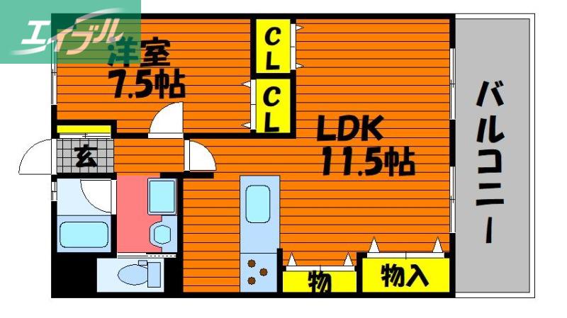 プロキオン(1LDK/4階)の間取り写真