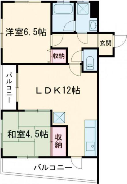 アベニュー夢野(2LDK/4階)の間取り写真