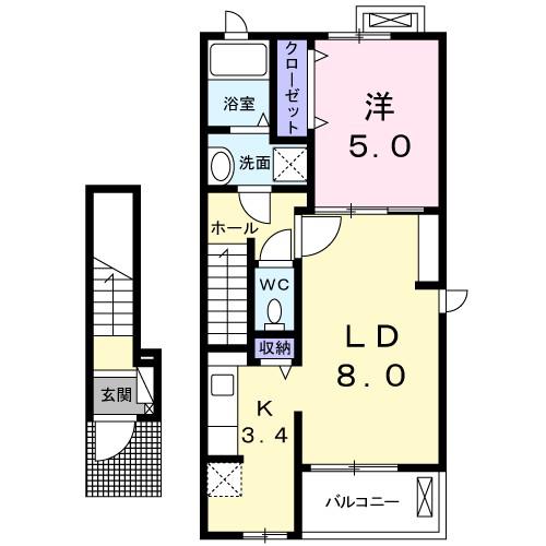 フリーデ(1LDK/2階)の間取り写真