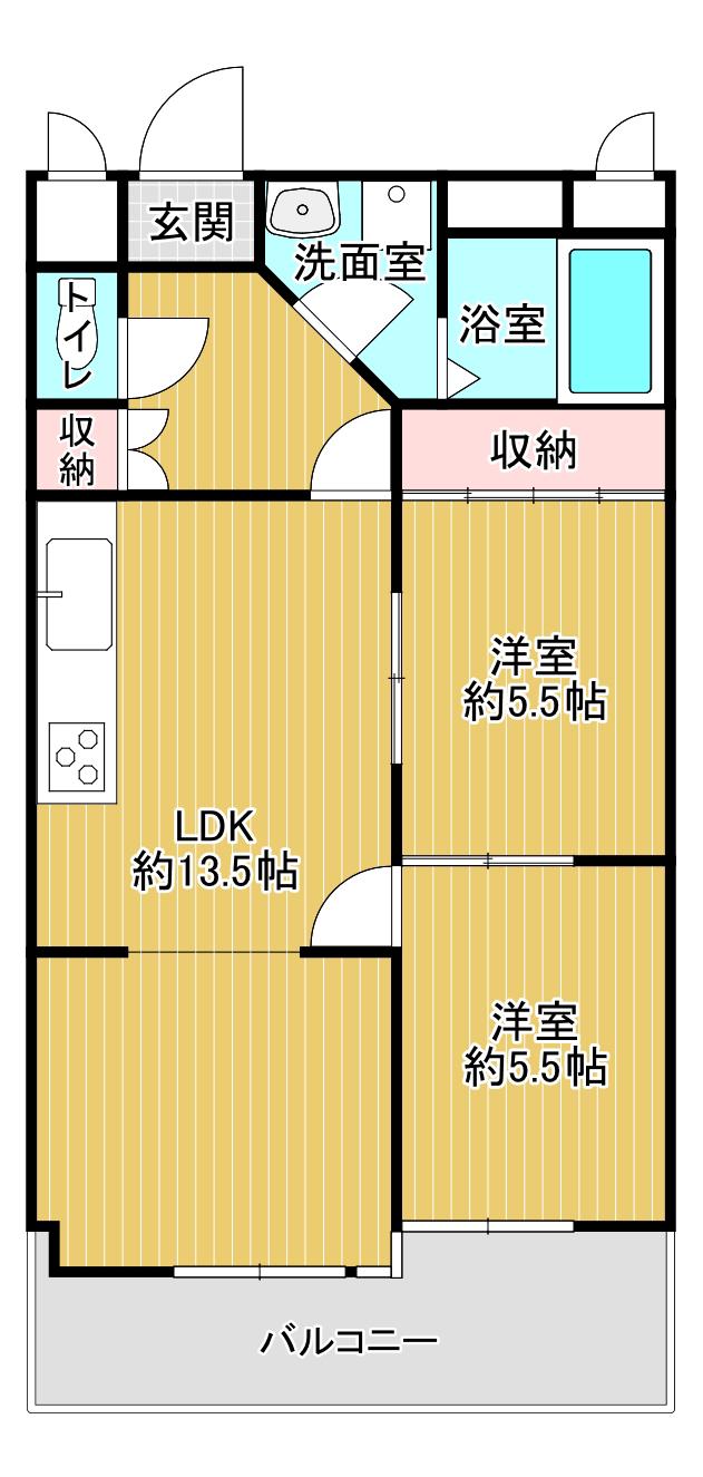 ユニーブル西山(3LDK/4階)の間取り写真