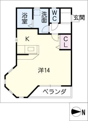 さくら館(ワンルーム/1階)の間取り写真