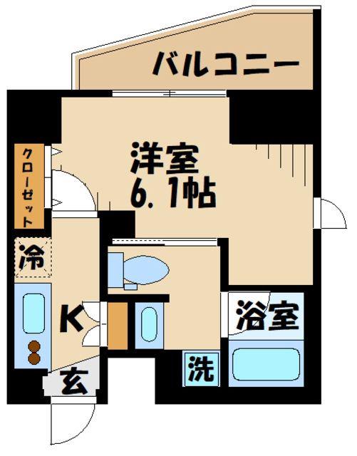ティモーネグランデ立川(1K/6階)の間取り写真