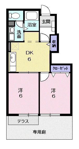 ピクシーハウス(2DK/1階)の間取り写真