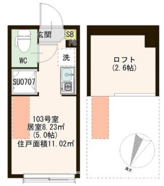 MAGNOLIA(ワンルーム/1階)の間取り写真