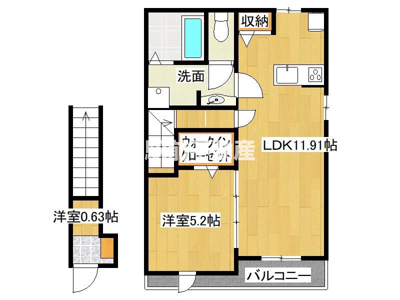 エスペランサ田代(1LDK/2階)の間取り写真