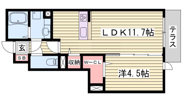 サニーDハウス芝町 イーストE(1LDK/1階)の間取り写真