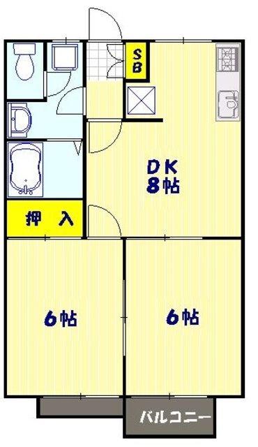 ドリームパレス(2DK/1階)の間取り写真