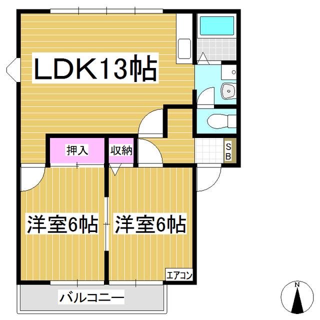 サンビレッジ北長野(2LDK/1階)の間取り写真