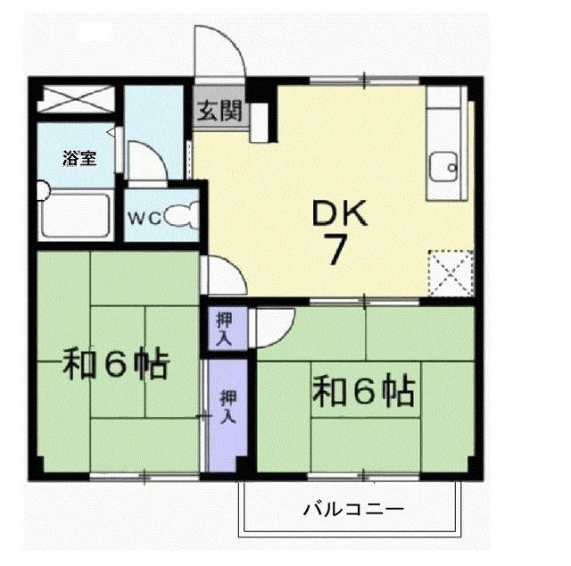 シティハイツすずき(2DK/2階)の間取り写真