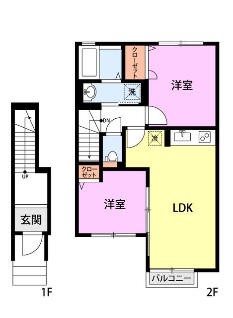ハイムメロディー(2LDK/2階)の間取り写真