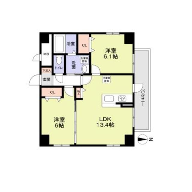 PーSQUARE SHUMOKU III(2LDK/8階)の間取り写真