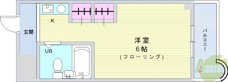 シティクレスト石橋(1K/3階)の間取り写真