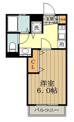 クレール小金井(1K/2階)の間取り写真
