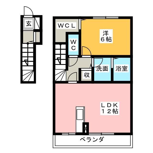 ウィンクルムII(1LDK/2階)の間取り写真