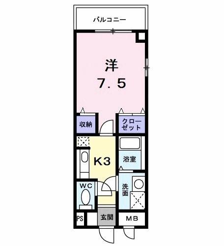 メープル立川(1K/3階)の間取り写真