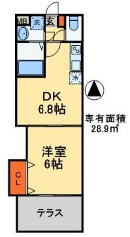 PLAISIR(1DK/1階)の間取り写真