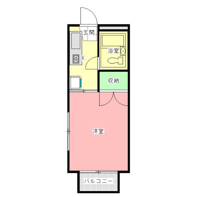 シャトレつかさA棟(1K/2階)の間取り写真