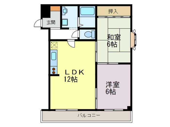 ウエストハイツ(2LDK/4階)の間取り写真