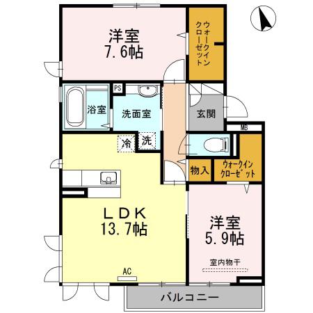 サスティーナM(2LDK/3階)の間取り写真