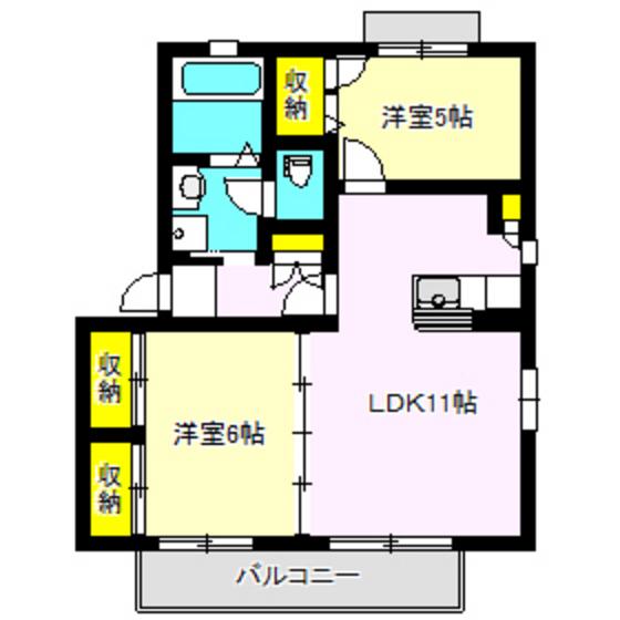 エストドミール A棟(2LDK/1階)の間取り写真