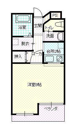 ハイツマロニエ山形(1K/2階)の間取り写真