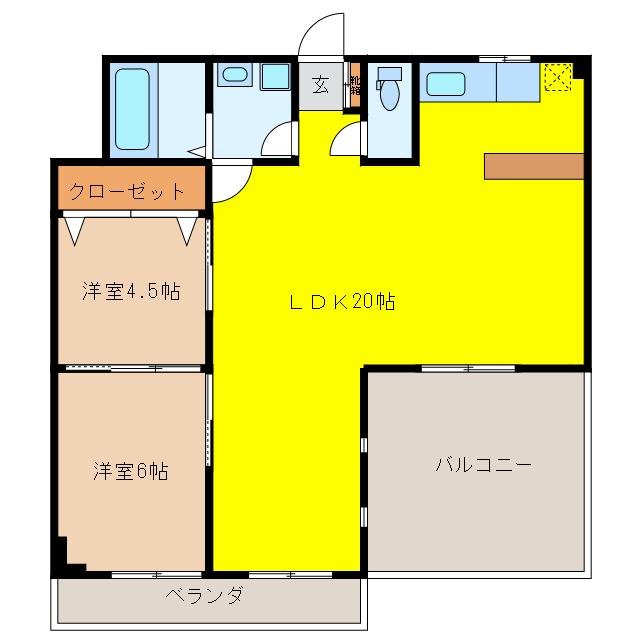 AXIS―7(2LDK/3階)の間取り写真