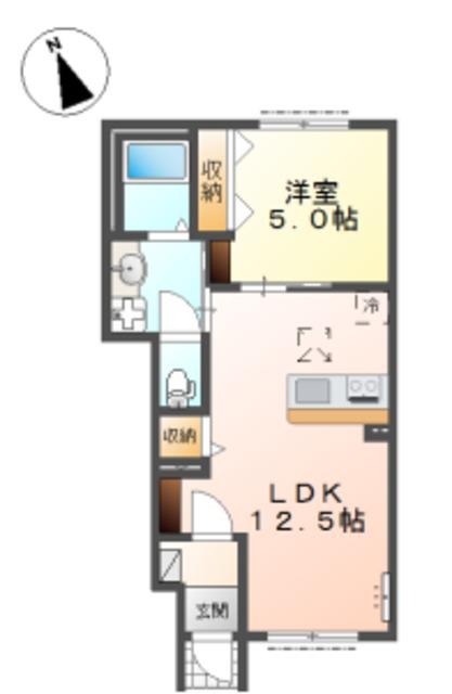 グランデ弐番館(1LDK/1階)の間取り写真