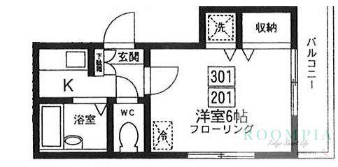 セレ早稲田(1K/2階)の間取り写真
