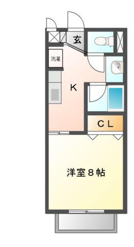 サープラスワン公園のよこ(1K/2階)の間取り写真
