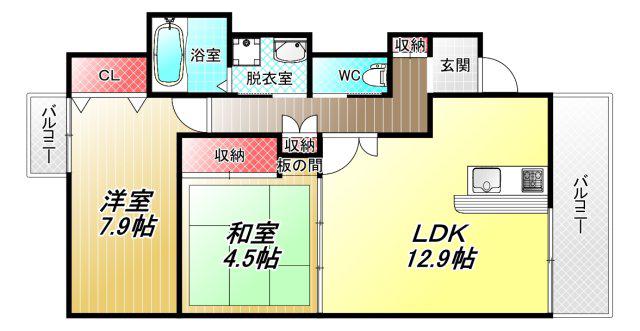 FOREST南植松(2LDK/3階)の間取り写真