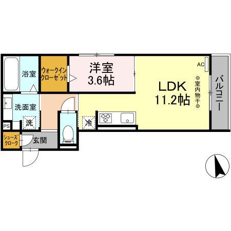 D-ROOM本荘イースト(1LDK/2階)の間取り写真