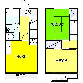テラスいざわA(2DK/1階)の間取り写真