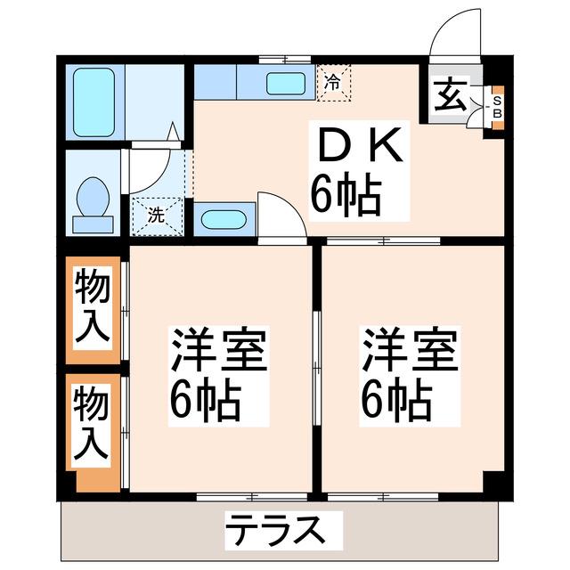 コーポシャインI・II(2DK/1階)の間取り写真