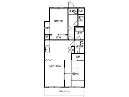 いづみマンション(2LDK/2階)の間取り写真