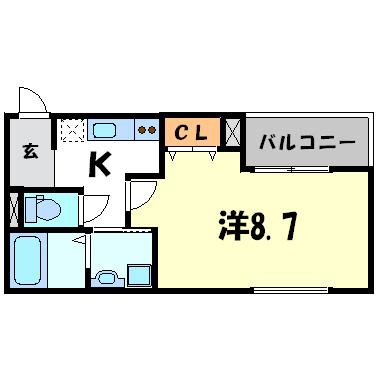 フジパレス塚口II番館(1K/2階)の間取り写真