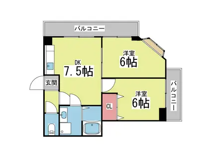 山根ビル(2DK/3階)の間取り写真