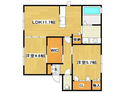 ドミール永犬丸 A(2LDK/1階)の間取り写真