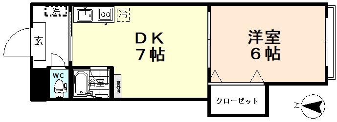 ジョイナス八尾(1DK/1階)の間取り写真